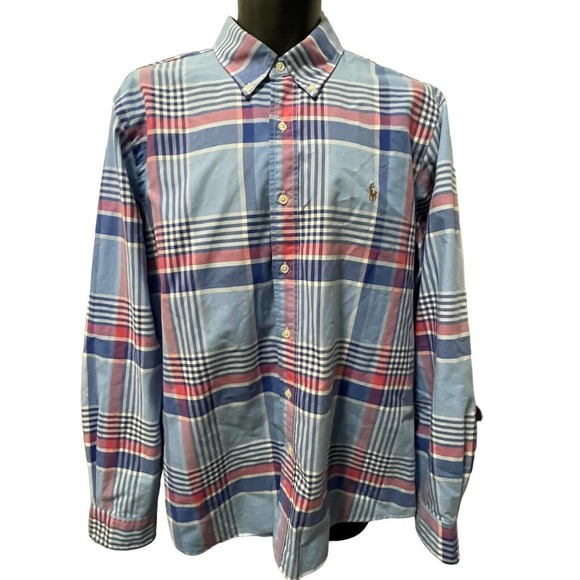 Ralph Lauren Classic Fit Plaid Long Sleeve Button Up Shirt‎ Men’s Size L - Picture 1 of 9